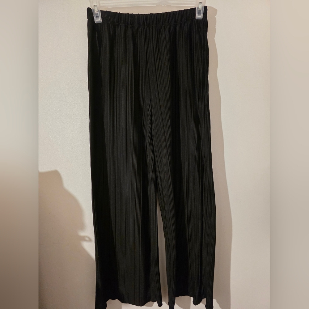 Rafaella Black Wide Leg Pleated Pants
